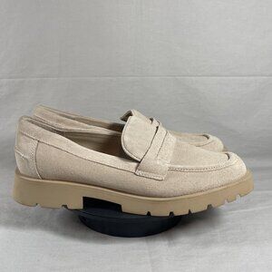 Dolce Vita Women's Ivory Suede Elias Slip On Lug Sole Loafers Shoe Size 10-NEW